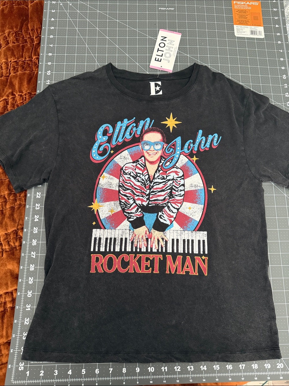 Elton John Rocket Man Graphic Tee - Black
